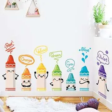 Vibrant Crayon Color Wall Decals for Fun Kids Decor