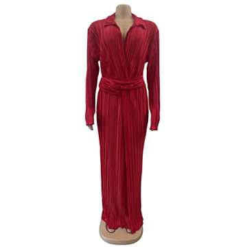 Womens Sexy Long Sleeve Deep V Neck Lapel Ruffles Bodycon Split Party Clubwear Solid Long Dress Purple