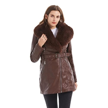 Stylish GRAN ORIENTE Brown Faux Leather Jacket for Women