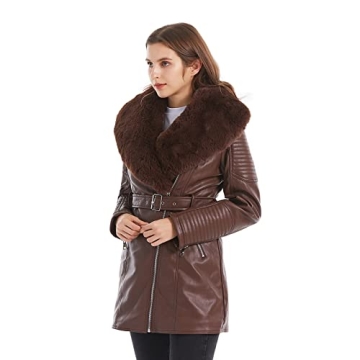 Stylish GRAN ORIENTE Brown Faux Leather Jacket for Women