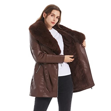 Stylish GRAN ORIENTE Brown Faux Leather Jacket for Women