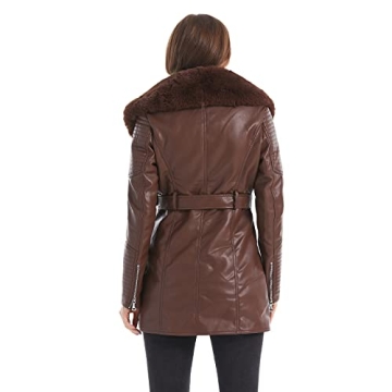 Stylish GRAN ORIENTE Brown Faux Leather Jacket for Women