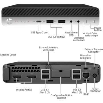 hp EliteDesk 800 G5 High-Performance Mini PC Desktop Compute, Core i7-9700T up to 4.8GHz, 16GB DDR4, 512GB SSD, Keyboard & Mouse, WiFi, Bluetooth, 4K Support, DP, Windows 11 Pro (Renewed)