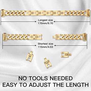 Bolesi Slim Metal Band for Fitbit Luxe - Gold Adjustable Strap