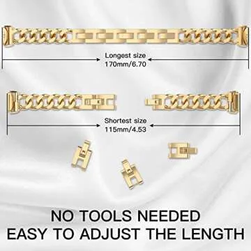 Bolesi Slim Metal Band for Fitbit Luxe - Gold Adjustable Strap