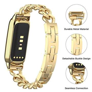 Bolesi Slim Metal Band for Fitbit Luxe - Gold Adjustable Strap