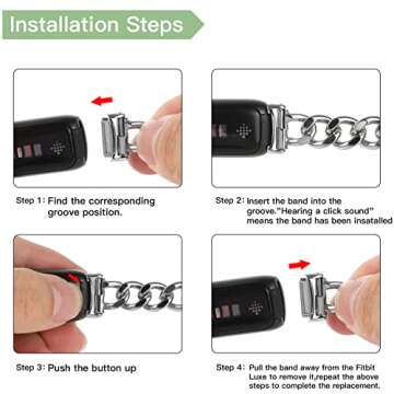 Bolesi Slim Metal Band for Fitbit Luxe - Gold Adjustable Strap