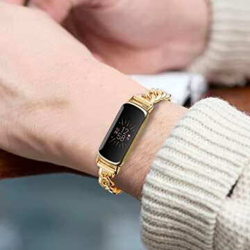 Bolesi Slim Metal Band for Fitbit Luxe - Gold Adjustable Strap