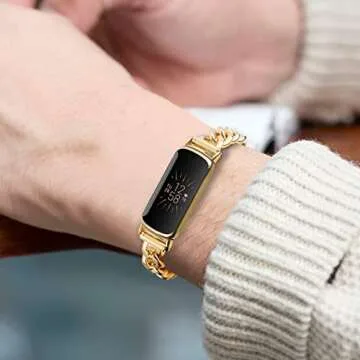 Bolesi Slim Metal Band for Fitbit Luxe - Gold Adjustable Strap