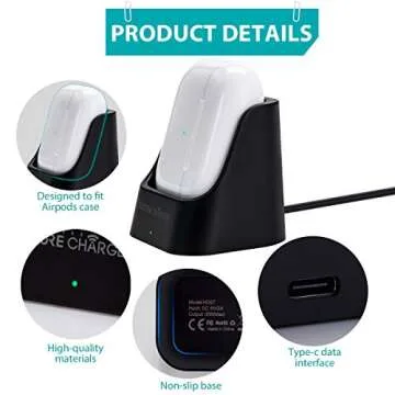 Airpods Charger, Wireless Charger for Airpods Pro and Airpods -Black