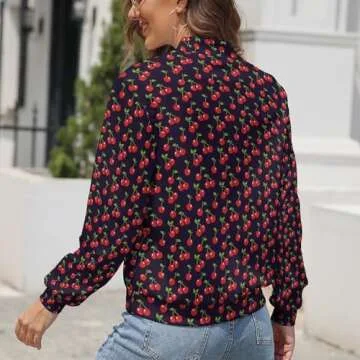 Stylish Biocrazy Women's Cherry Print Bomber Jacket