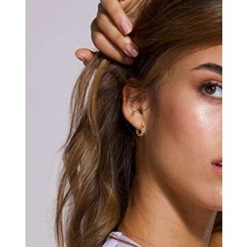 VACRONA Cubic Zirconia Huggie Earrings 14k Gold Plated Tiny Earrings Small Huggie Hoop Earrings Simple Lightweight Hoops Gift for Women