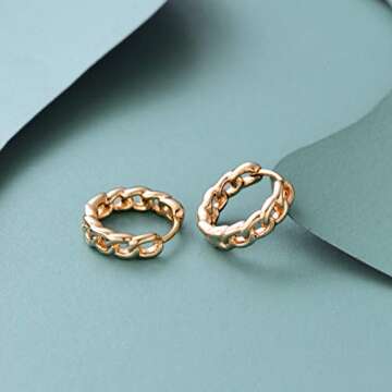 VACRONA Cubic Zirconia Huggie Earrings 14k Gold Plated Tiny Earrings Small Huggie Hoop Earrings Simple Lightweight Hoops Gift for Women