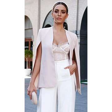 GAMISOTE Women’s Cape Blazer Lightweight Chic Workwear