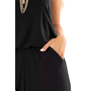 Womens Casual Loose V Neck Sleeveless Spaghetti Strap Wide Leg Pants Jumpsuit Rompers Black Small