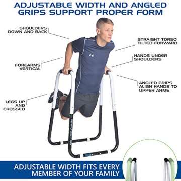 Ultimate Body Press Dip Bar Fitness Station - Adjustable Folding Dip Stand,White/Black