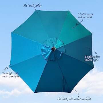 Blissun 9 ft Solar Umbrella 32 LED Lighted Patio Umbrella Table Market Umbrella with Tilt and Crank ...