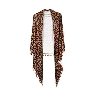 SuperPrity Womens Tassel Sarong Swimsuit Coverup Summer Sexy Swimwear Beach Wrap Skirts-One Size,Leopard