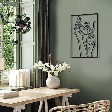 Cindeer 3 Pieces Metal Wall Art Decor 18 Inch Minimalist Modern Abstract Line Home Decor Woman's Bod...