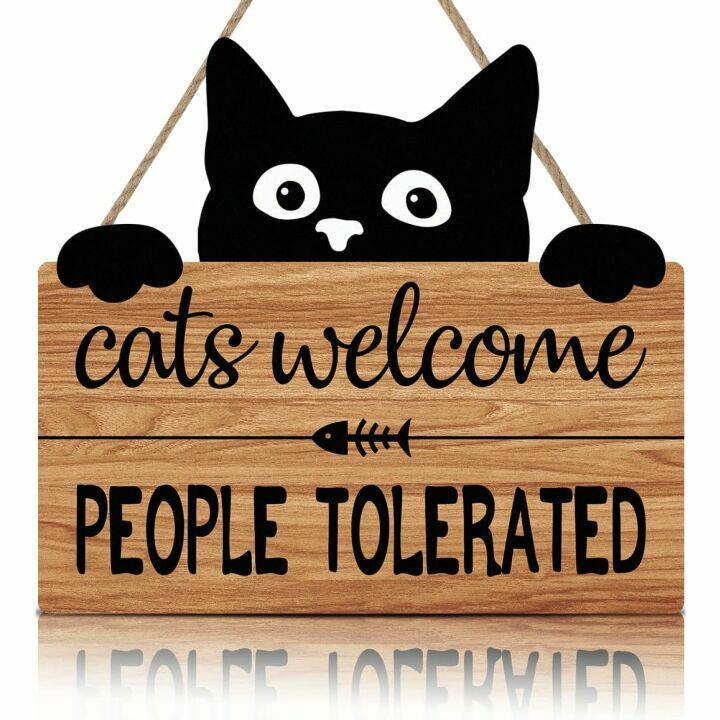 Funny Cat Welcome Sign for Pet Lovers