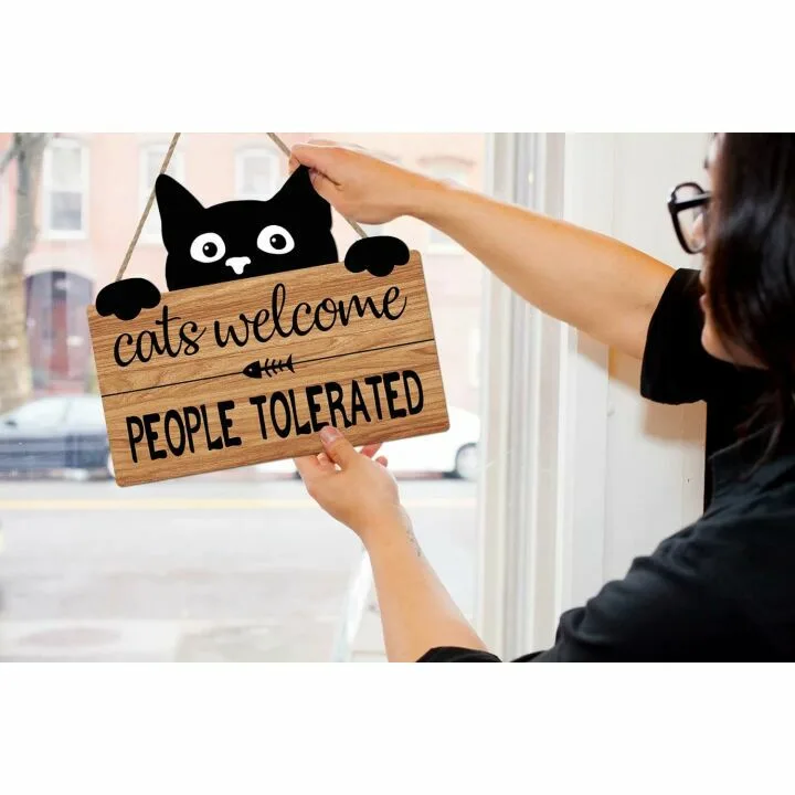 Funny Cat Welcome Sign for Pet Lovers