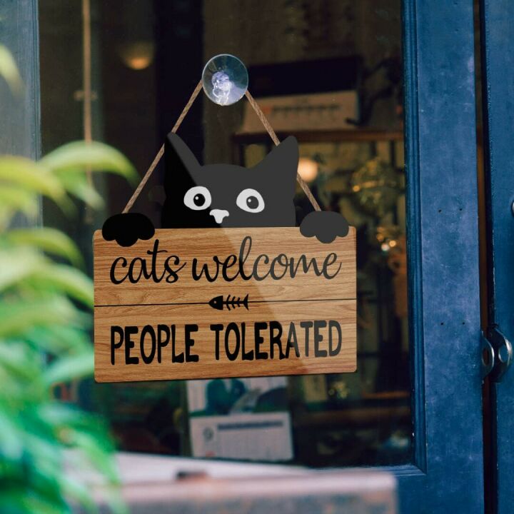 Funny Cat Welcome Sign for Pet Lovers