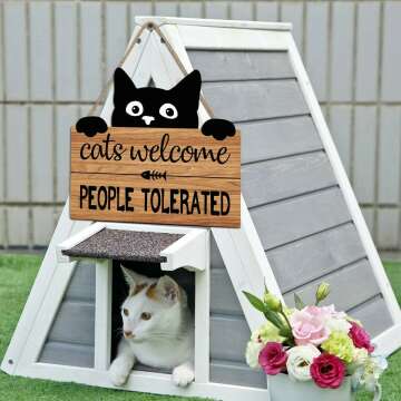 Funny Cat Welcome Sign for Pet Lovers