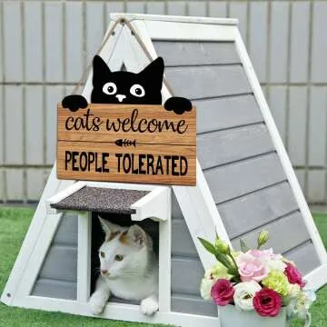 Funny Cat Welcome Sign for Pet Lovers