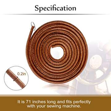 71" 3/16" Leather Belt Treadle Parts with Hook for Singer/Jones Sewing Machine
