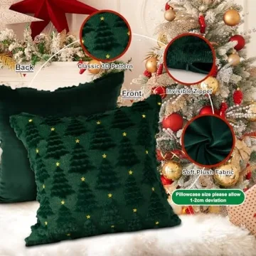 Lanpn 22x22 Christmas Throw Pillow Covers Set of 2