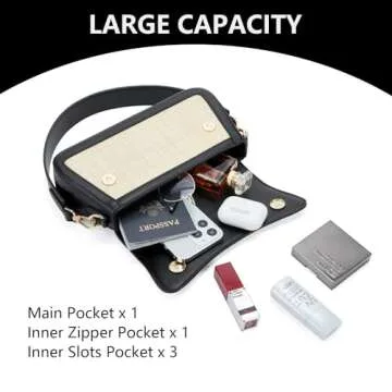 Telena Shoulder Bag for Women Vegen Leather Crossbody bag Shoulder Purse Cross body Bag Waterproof Handbags with 2 Removable Straps Beige with Black