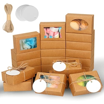 COTOPHER Soap Box Set - 30Pcs Kraft Paper Favor Boxes with Windows for Gifts