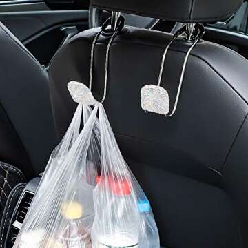 SAVORI Bling Car Headrest Hooks for Stylish Organization