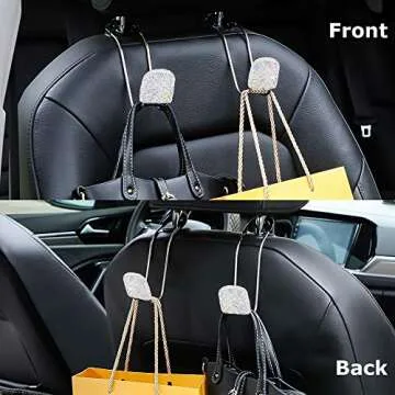 SAVORI Bling Car Headrest Hooks for Stylish Organization
