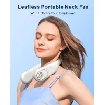 SWEETFULL Portable Neck Fan 360° Cooling Bladeless Personal Fan | No Hair Twisting - 4000mAh USB Re...