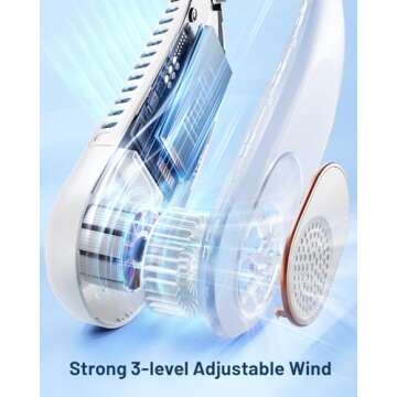 SWEETFULL Portable Neck Fan 360° Cooling Bladeless Personal Fan | No Hair Twisting - 4000mAh USB Rechargeable Wearable Fan for Travel, Birthday Gifts for Men, Women, Mom, and Dad