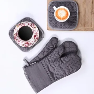 BESTonZON 4-Piece Heat Resistant Oven Mitts Set