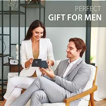 TRAVANDO Money Clip Wallet RIO - Mens Wallets slim Front Pocket RFID Blocking Card Holder Minimalist Mini Bifold Gift Box (Smooth Leather, Black & White)