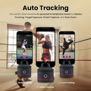 Pivo Sports Lite Pack Auto Tracking Phone Holder, 360° Rotation Phone Stand for Sports Training, Ra...