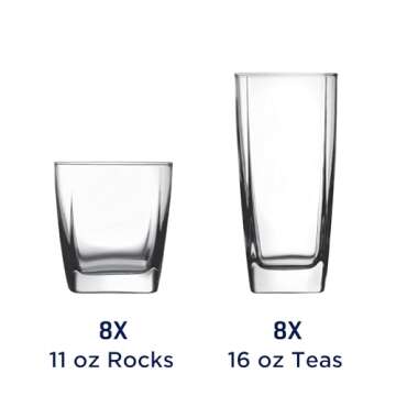 Anchor Hocking Rio Small & Large Drinking Glass Set of 16