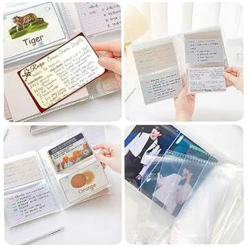 3x5 Index Card Organizer, BetterJonny Index Cards Clear Plastic Holder Organizer Pouches Book Recipe Card Holder Flash Cards Holder, 40 Page Hold 160 Cards