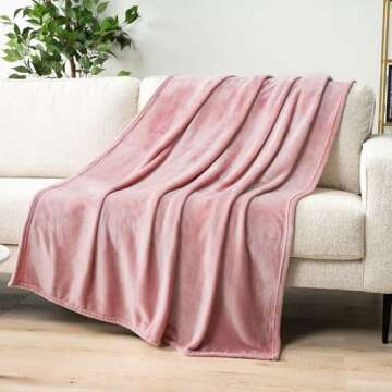 PAVILIA Blush Pink Fleece Throw Blanket - Soft Cozy Luxury