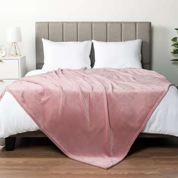 PAVILIA Blush Pink Fleece Throw Blanket - Soft Cozy Luxury