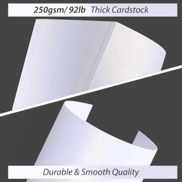 CREGEAR 100 Sheets White Shimmer Cardstock 8.5 x 11 Cardstock Paper, 92lb/250gsm Card Stock Printer Paper, Pearlescent Card stock for Invitations, Certificate, Business Cards, DIY Crafts, Cards Making