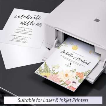 CREGEAR 100 Sheets White Shimmer Cardstock 8.5 x 11 Cardstock Paper, 92lb/250gsm Card Stock Printer Paper, Pearlescent Card stock for Invitations, Certificate, Business Cards, DIY Crafts, Cards Making