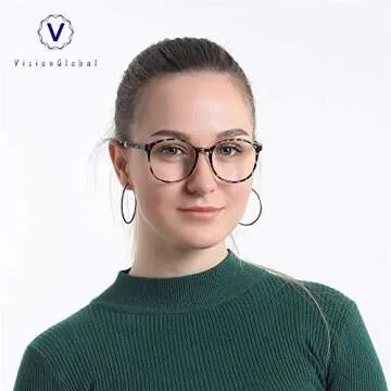 VisionGlobal Blue Light Blocking Glasses for Women/Men, Anti Eyestrain, Computer Reading, TV Glasses, Stylish Oval Frame, Anti Glare(Leopard,No Magnification)