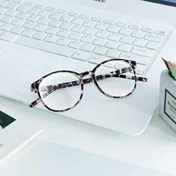VisionGlobal Blue Light Blocking Glasses for Women/Men, Anti Eyestrain, Computer Reading, TV Glasses, Stylish Oval Frame, Anti Glare(Leopard,No Magnification)