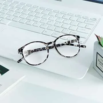 VisionGlobal Blue Light Blocking Glasses for Women/Men, Anti Eyestrain, Computer Reading, TV Glasses, Stylish Oval Frame, Anti Glare(Leopard,No Magnification)