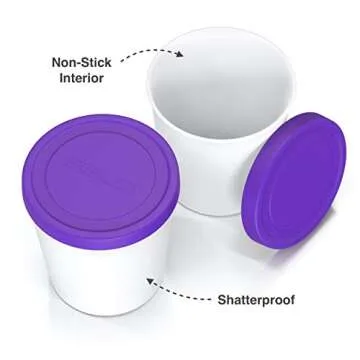 BALCI - Premium Ice Cream Containers (2 Pack - 1 Quart Each) Perfect Freezer Storage Tubs with Lids for Ice Cream, Sorbet and Gelato! - Purple