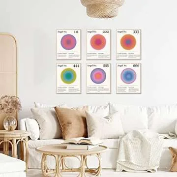 YUYMNANI Aura Angel Numbers Poster, Colorful Gradient Posters for Room Aesthetic, Minimalist Inspirational Quotes Canvas Wall Art Paintings, Apartment Decor (8"x10",unframed)
